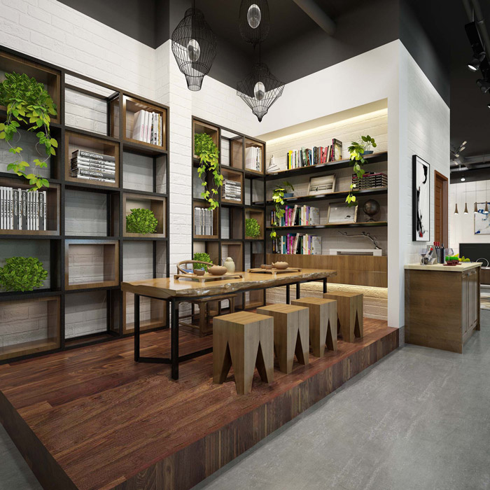 工業風辦公室接待區裝修效果圖