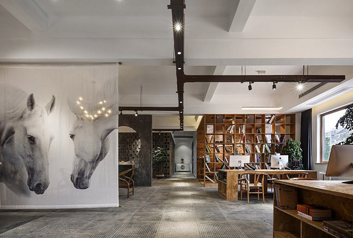 禪意辦公室辦公區裝修效果圖