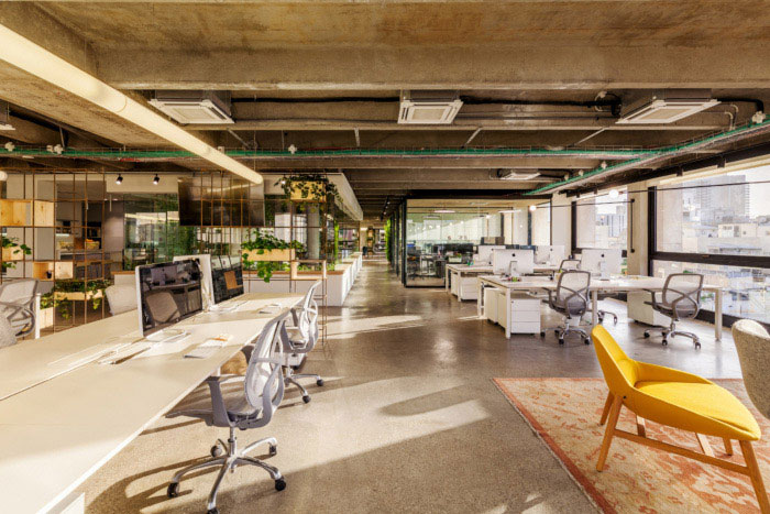 綠色辦公室辦公區裝修效果圖