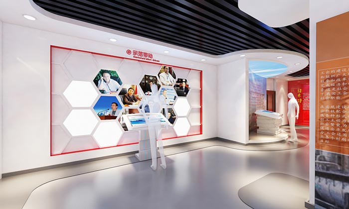 黨建展廳走廊裝修設計效果圖